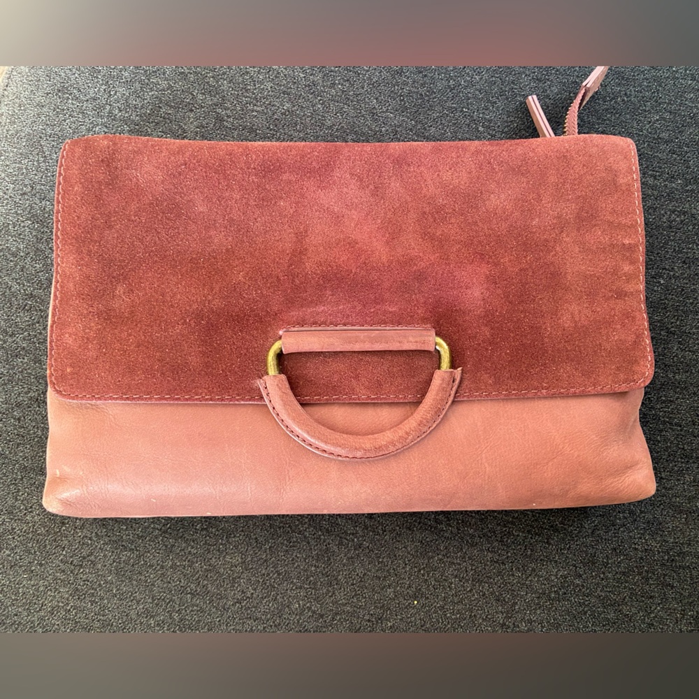 Lucky Brand Suede and Leather Clutch or Crossbody Bag